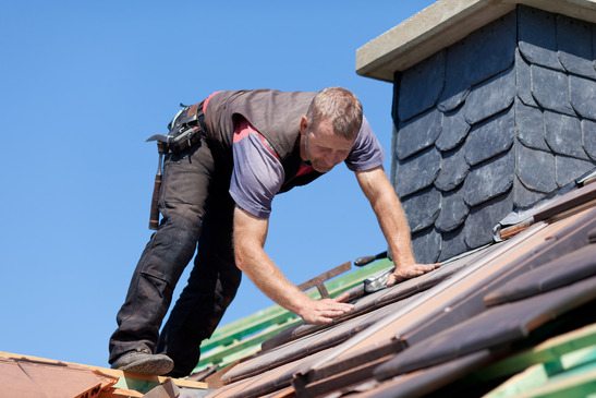 person on roof