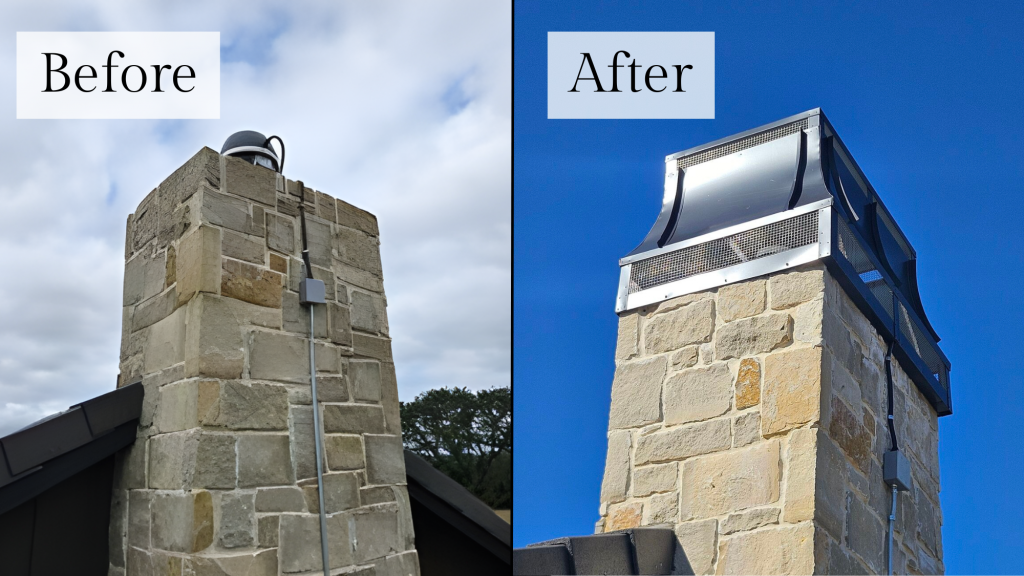 Before and after custom chimney cap